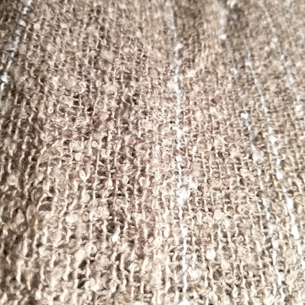Steve Madden Large Boucle Beige Stripe Blanket Throw Shawl Scarf NEW NWT $50